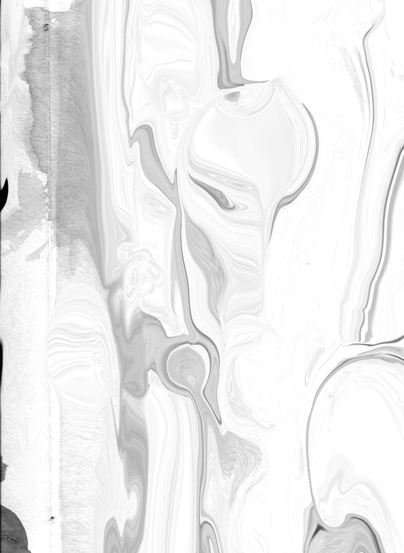Pale grey marbled ink texture with flowing vertical forms for the 4FRNT Hoji W artwork.
