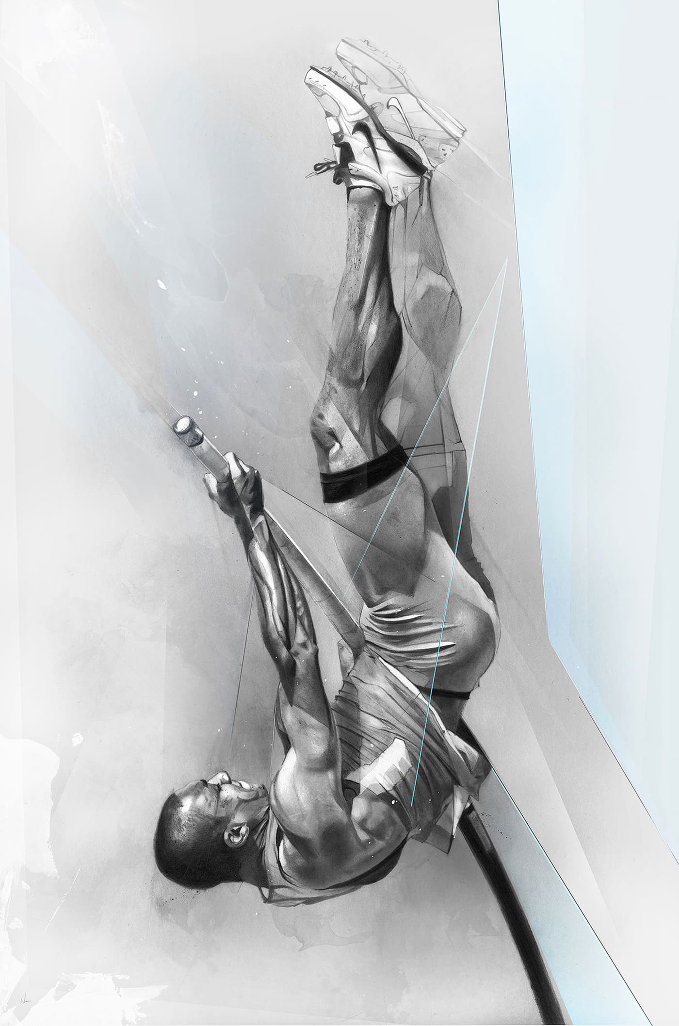 Ashton Eaton Nike pole vault illustration