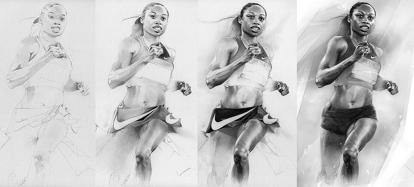 Allyson Felix Nike running illustration process