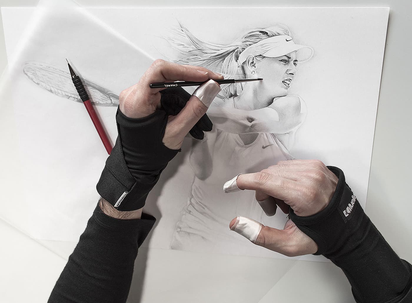 Maria Sharapova Nike illustration being drawn by hand