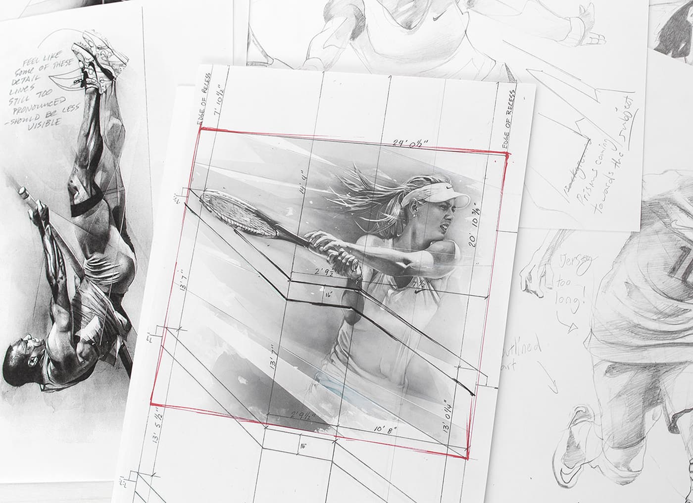 Nike installation planning sketches and layout measurements