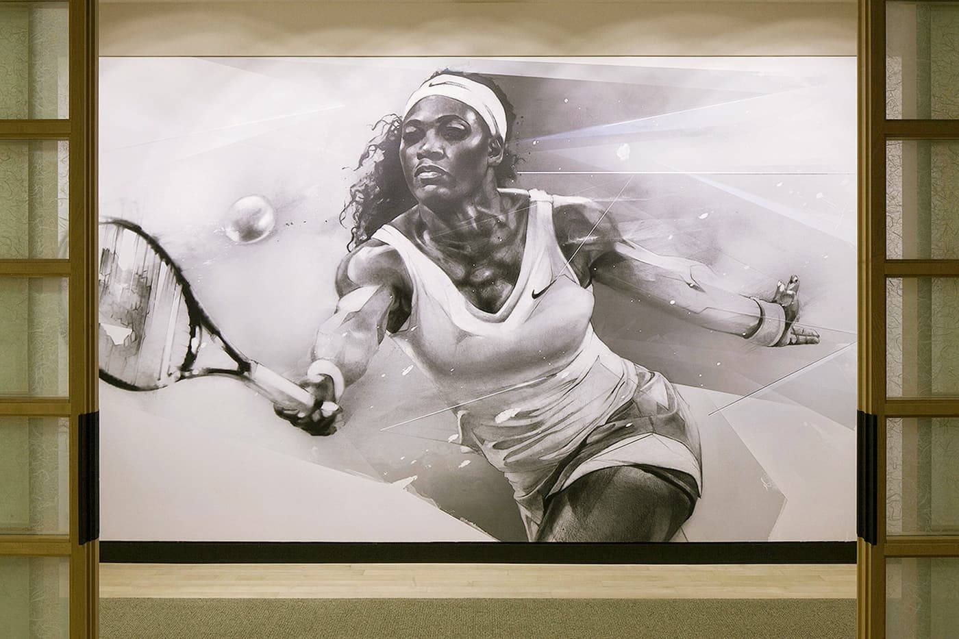 Nike World Headquarters tennis mural installation