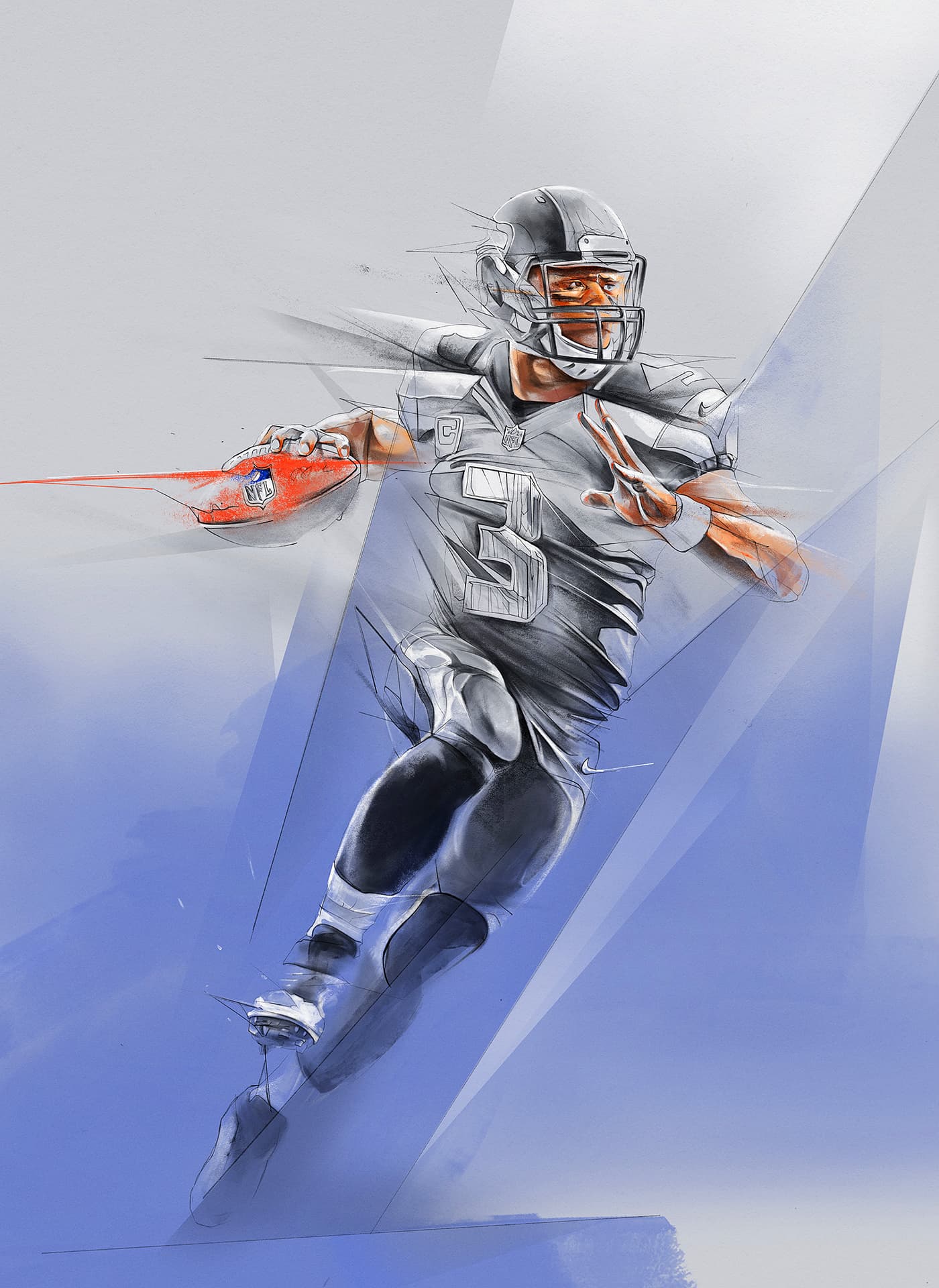 American football quarterback throwing the ball
