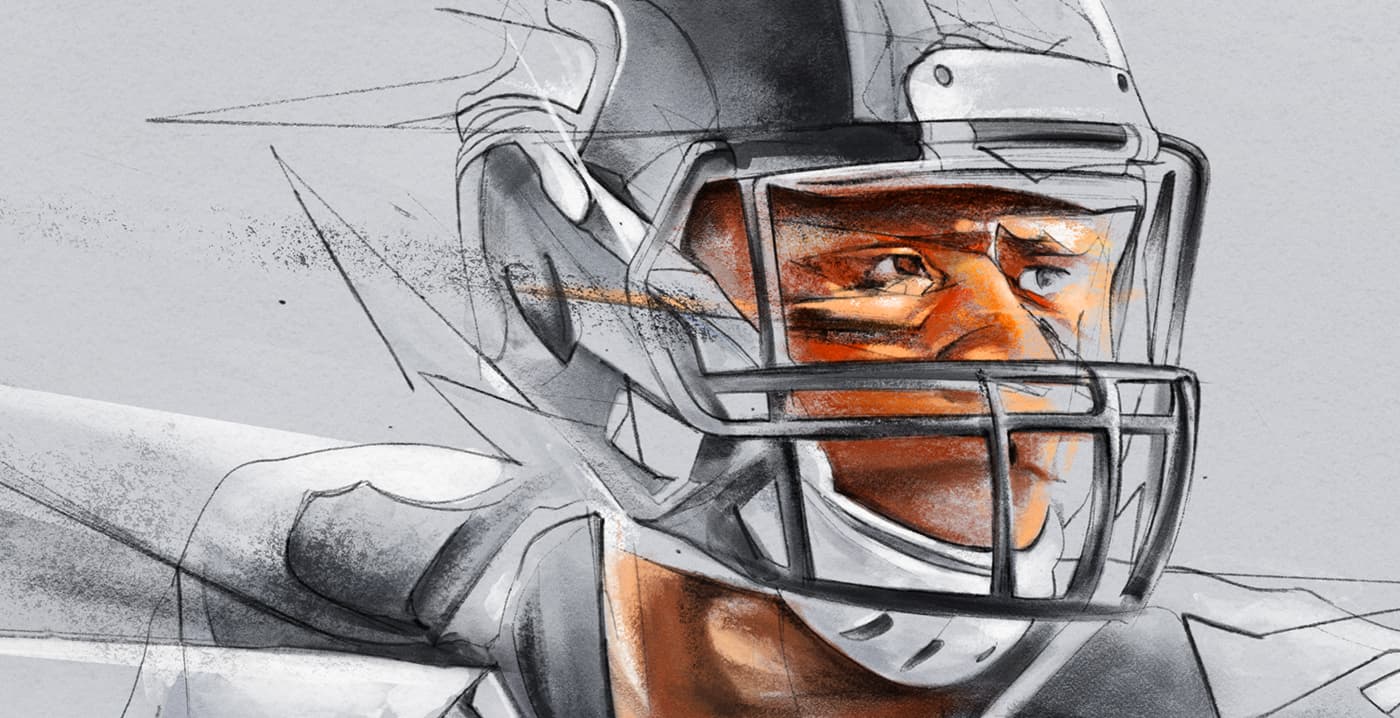 Close-up of American football quarterback helmet
