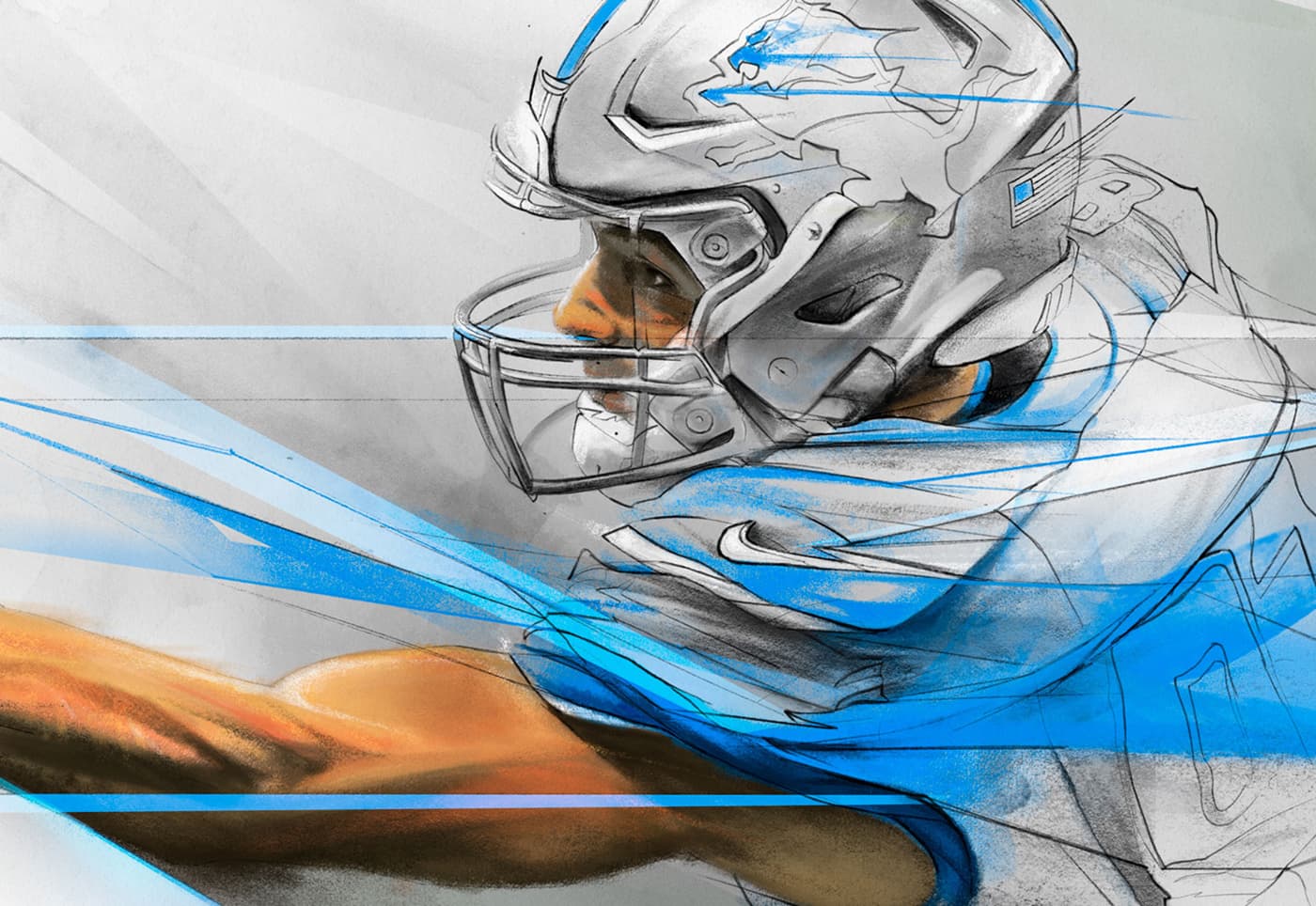 Close-up of player reaching for a football