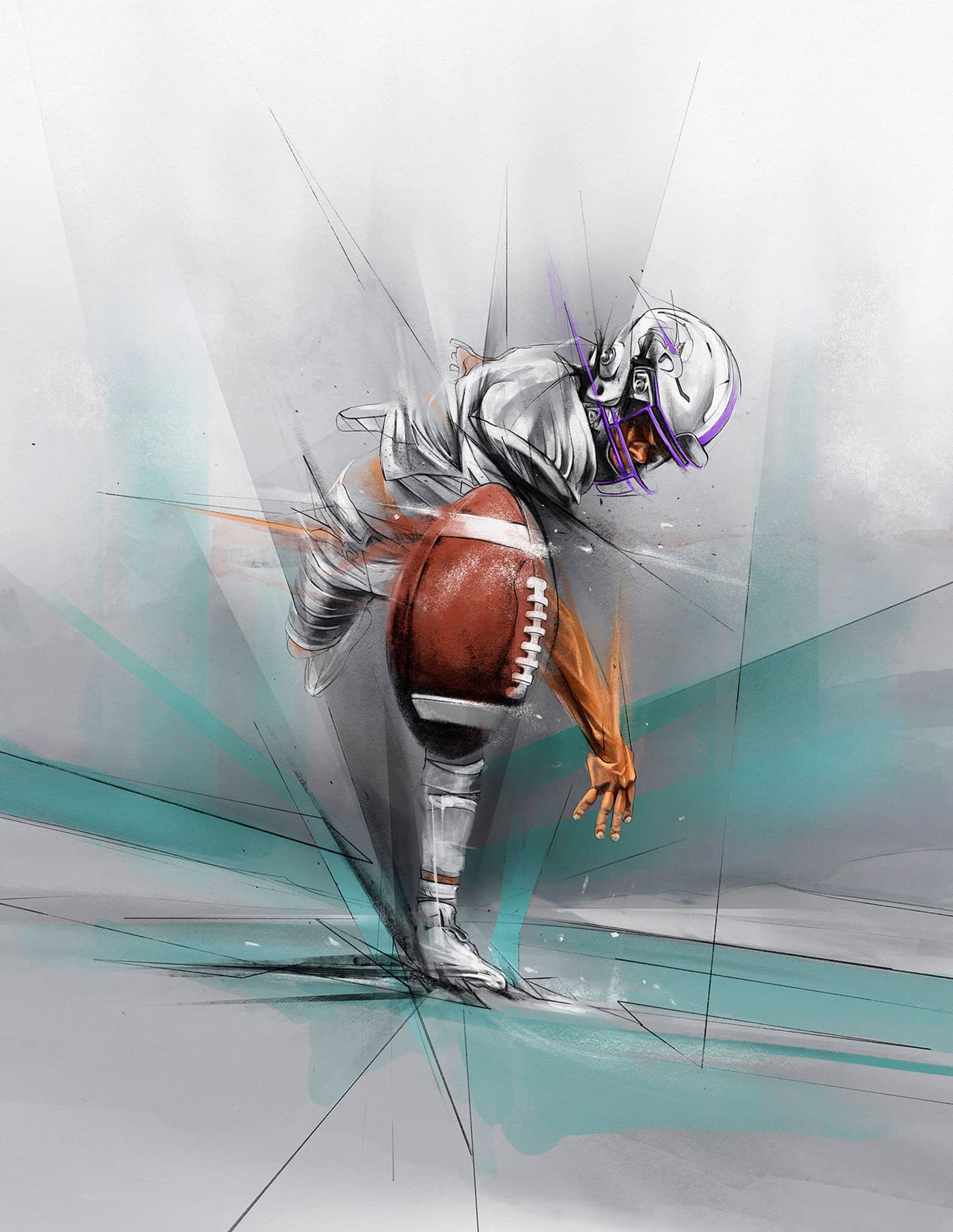 Close-up of player throwing a football