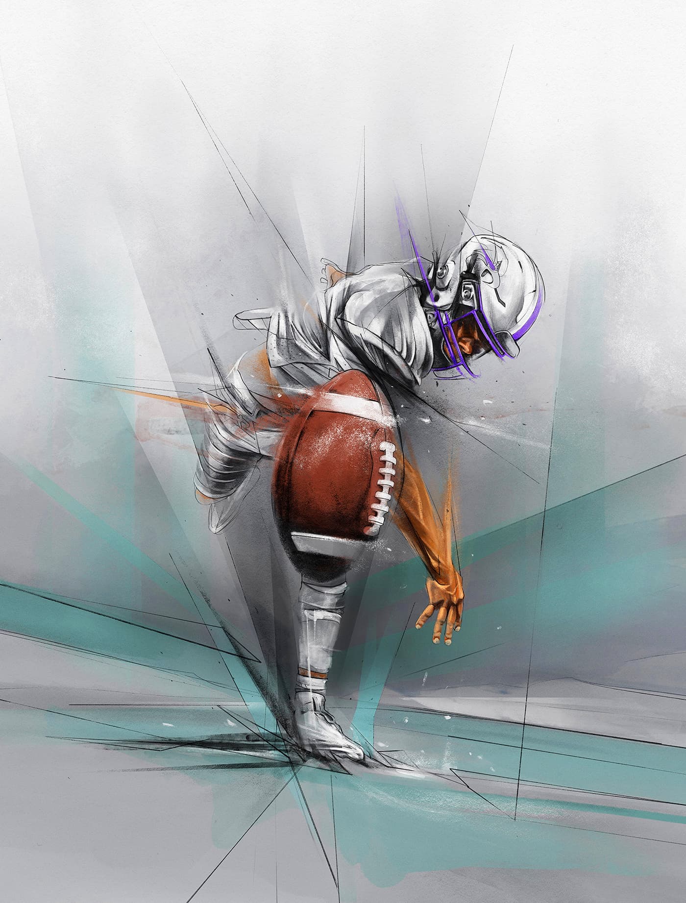 Close-up of player throwing a football