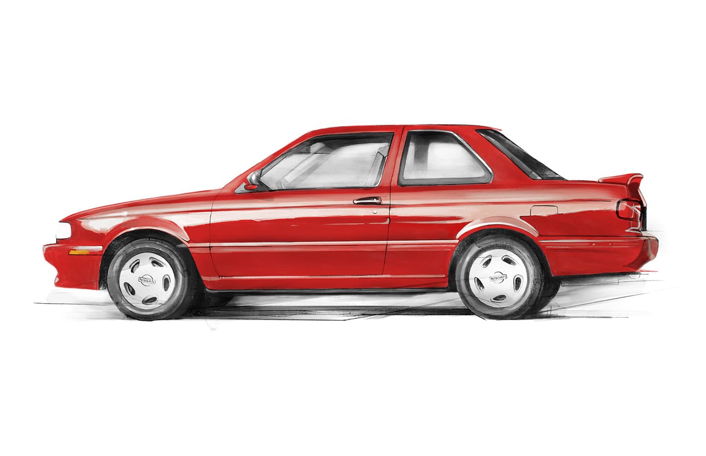 Red Nissan Sentra SE-R shown in side profile