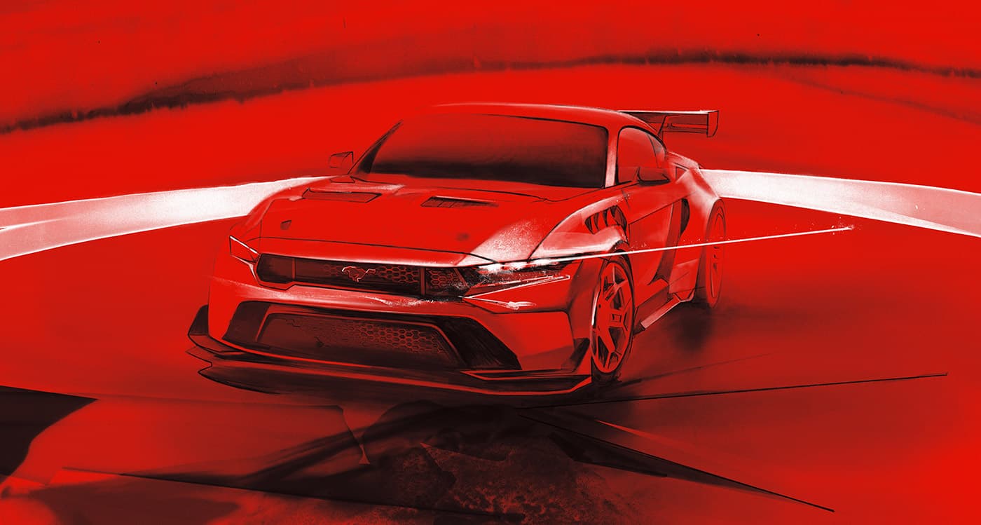 Modern Ford Mustang race car artwork