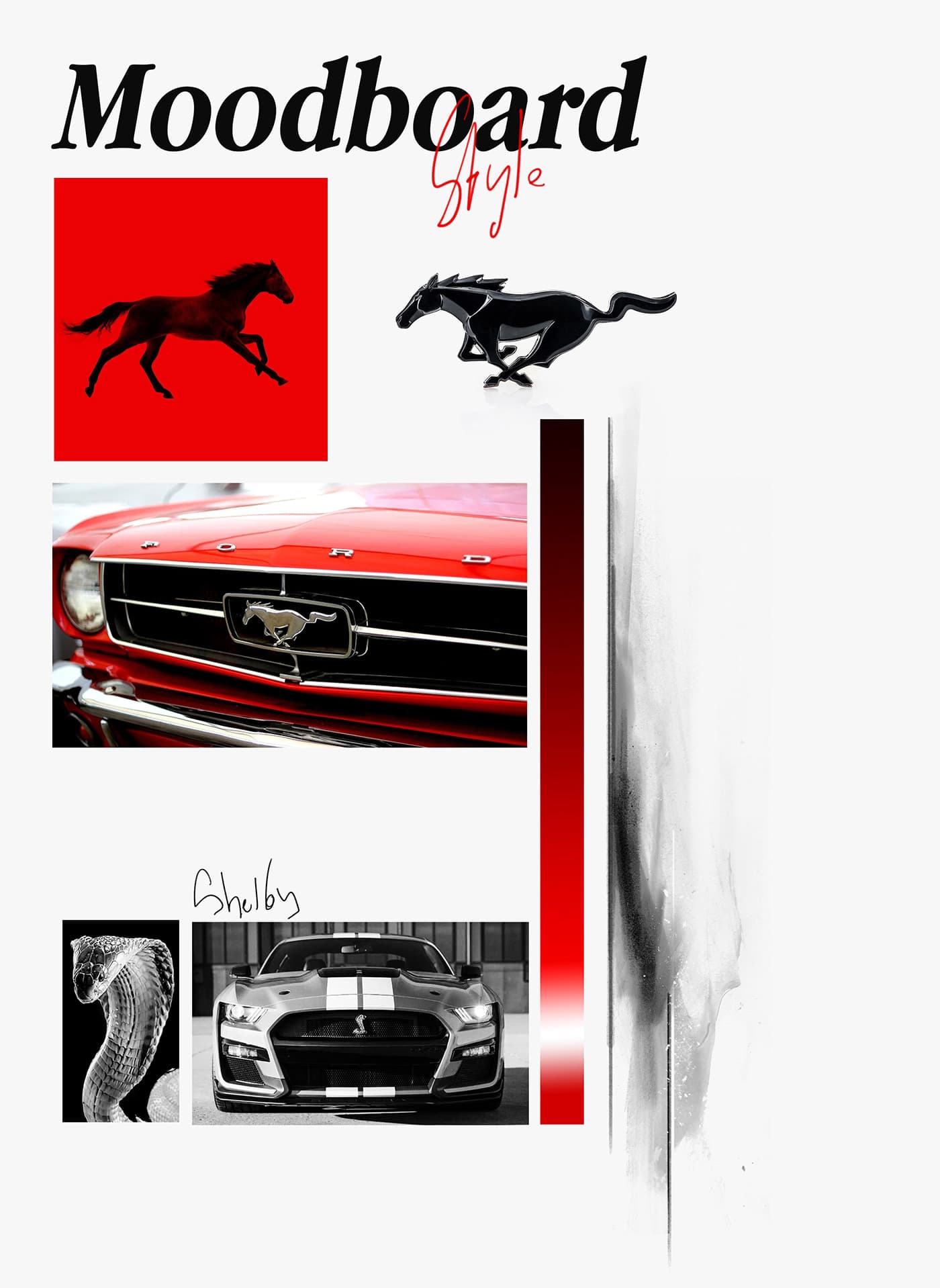Dark Horse moodboard with Mustang and Shelby references