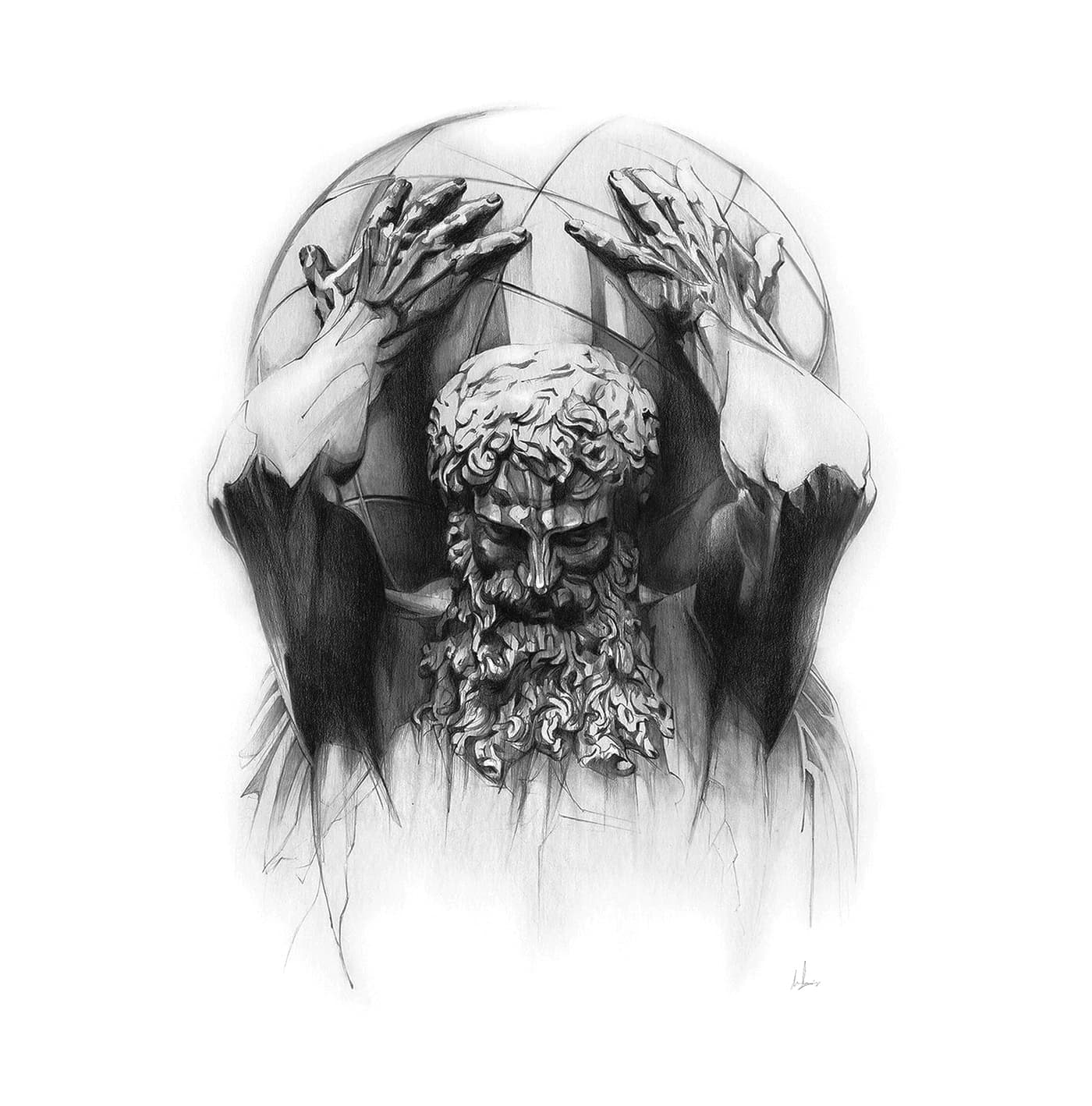 Classical statue figure graphite illustration