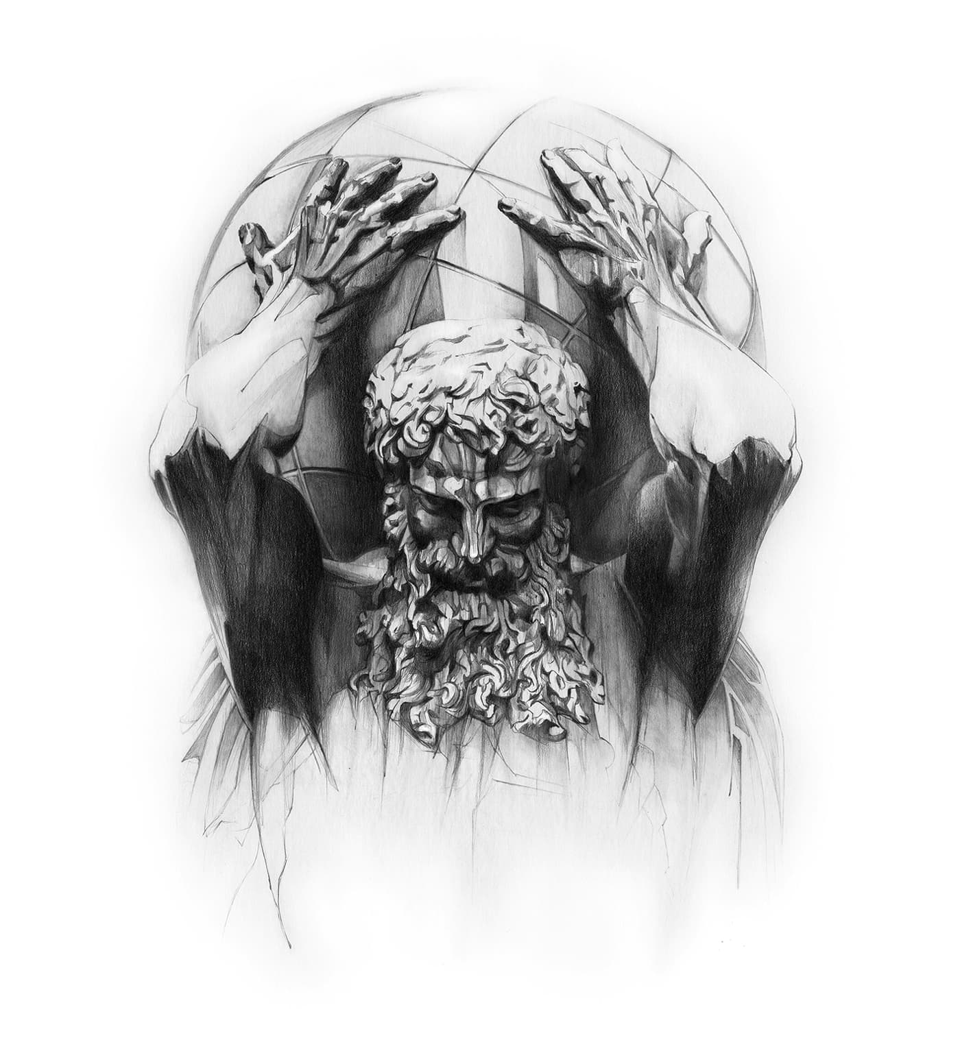 Classical statue figure graphite illustration
