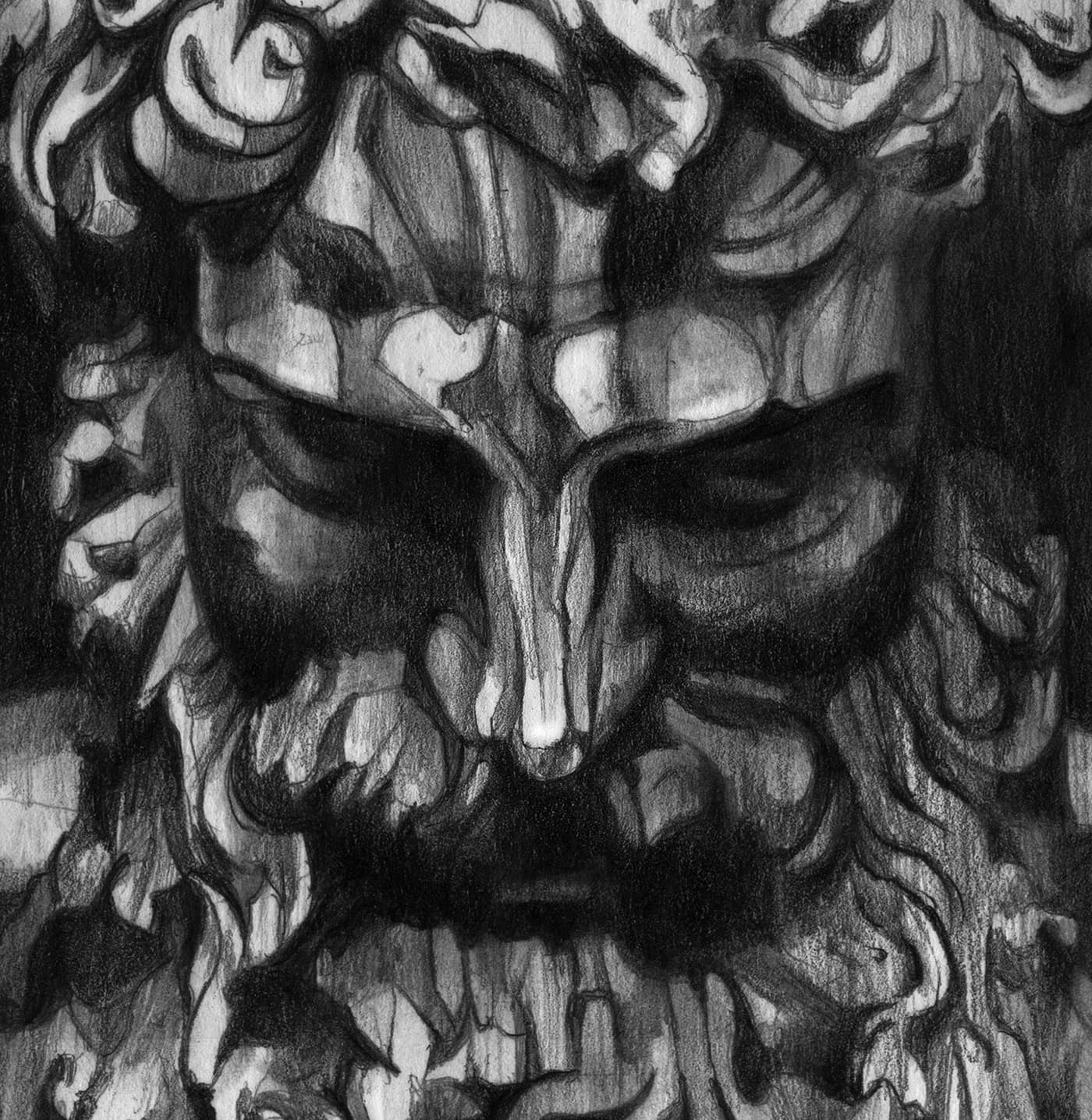 Classical statue face graphite detail