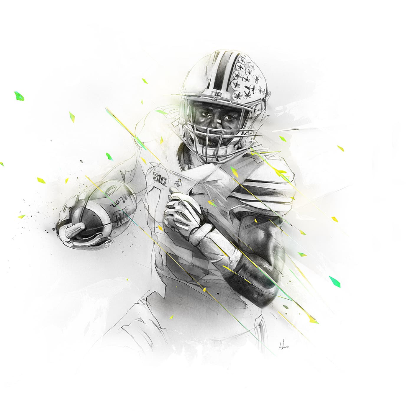 Ezekiel Elliott running with the football