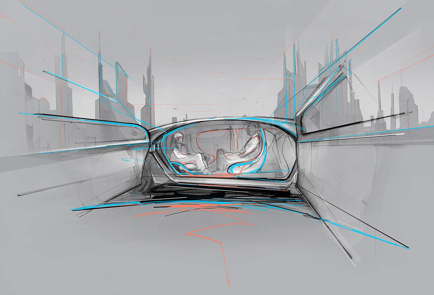 Futuristic connected vehicle interior for Flex