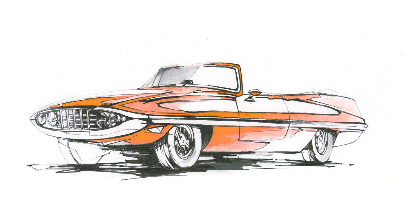 Retro-futuristic car colour concept for Flex
