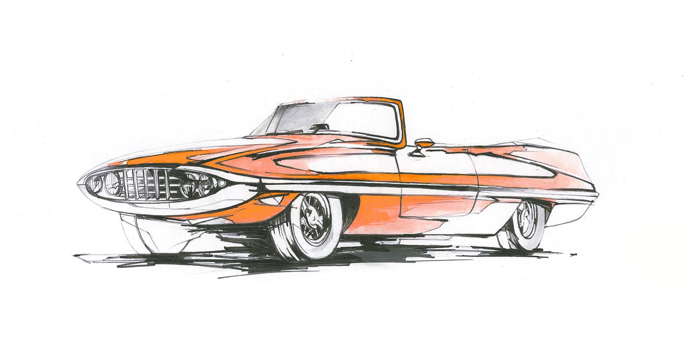 Retro-futuristic car colour concept for Flex