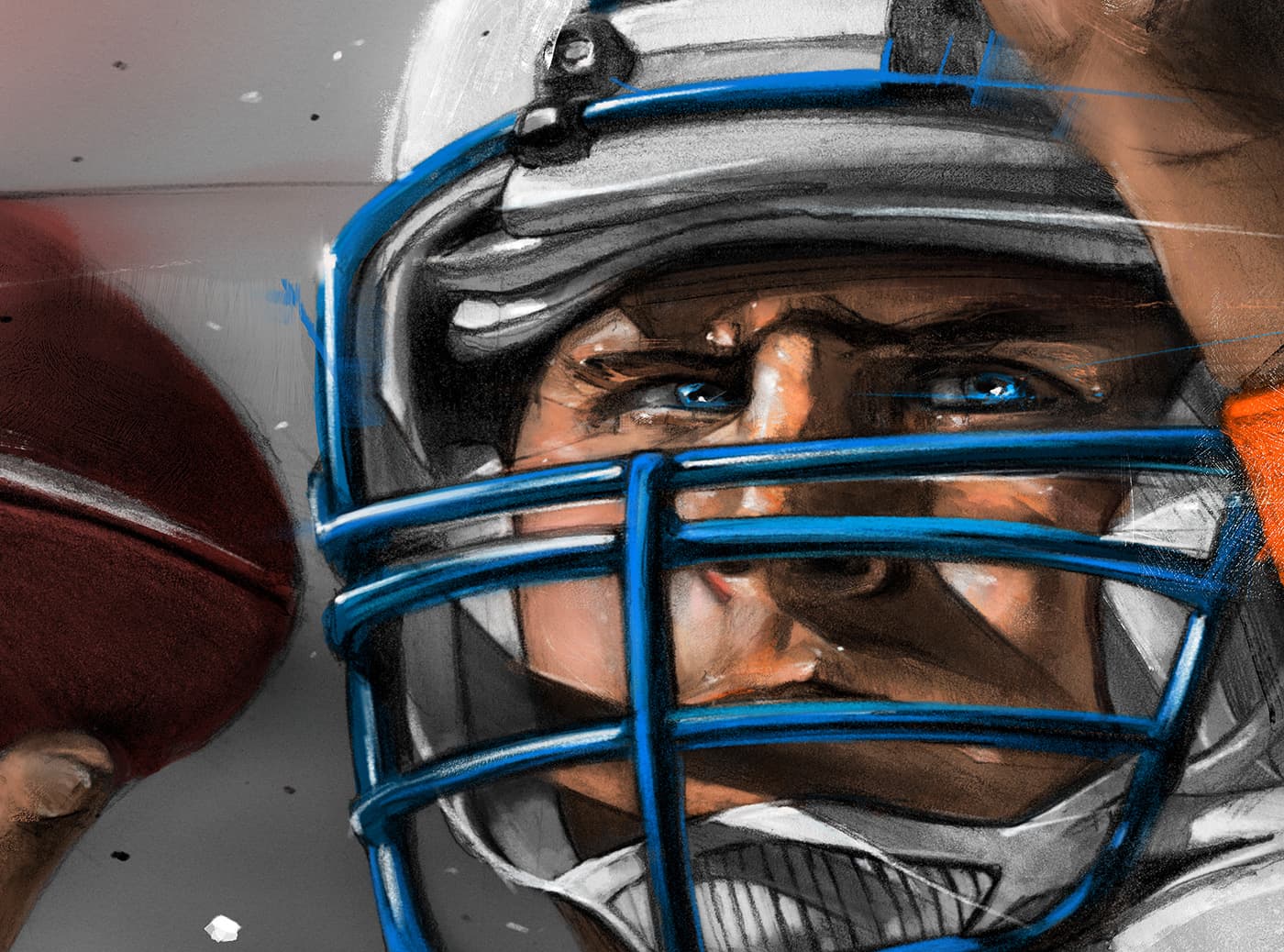 Dan Marino face detail in NFL mural
