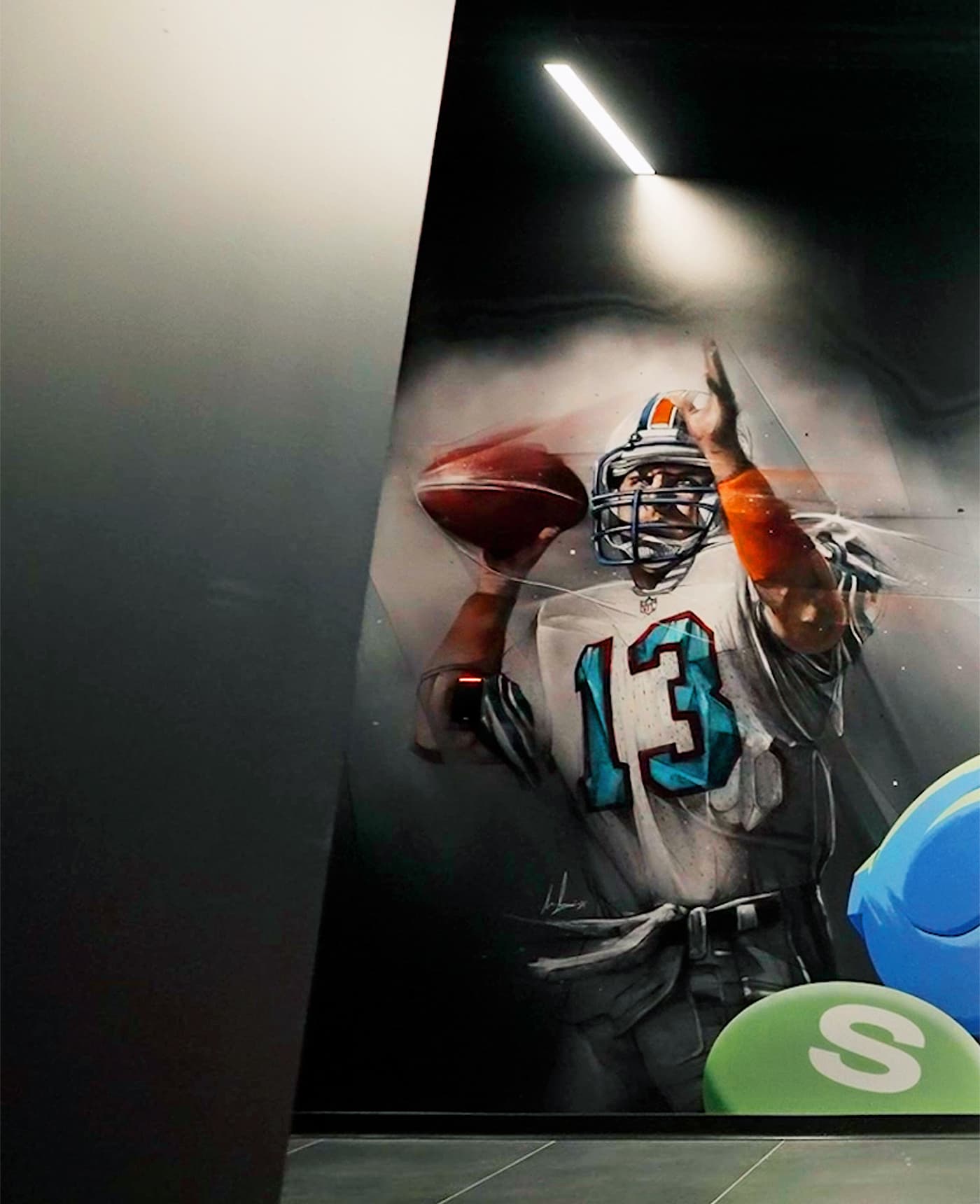 NFL Hollywood Park mural installation with full composition