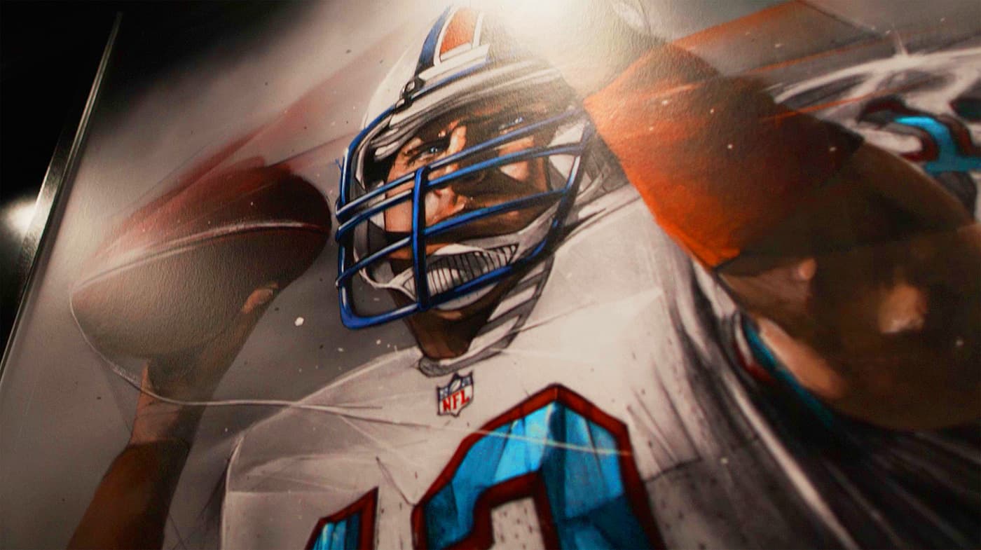 Printed NFL Hollywood Park mural detail