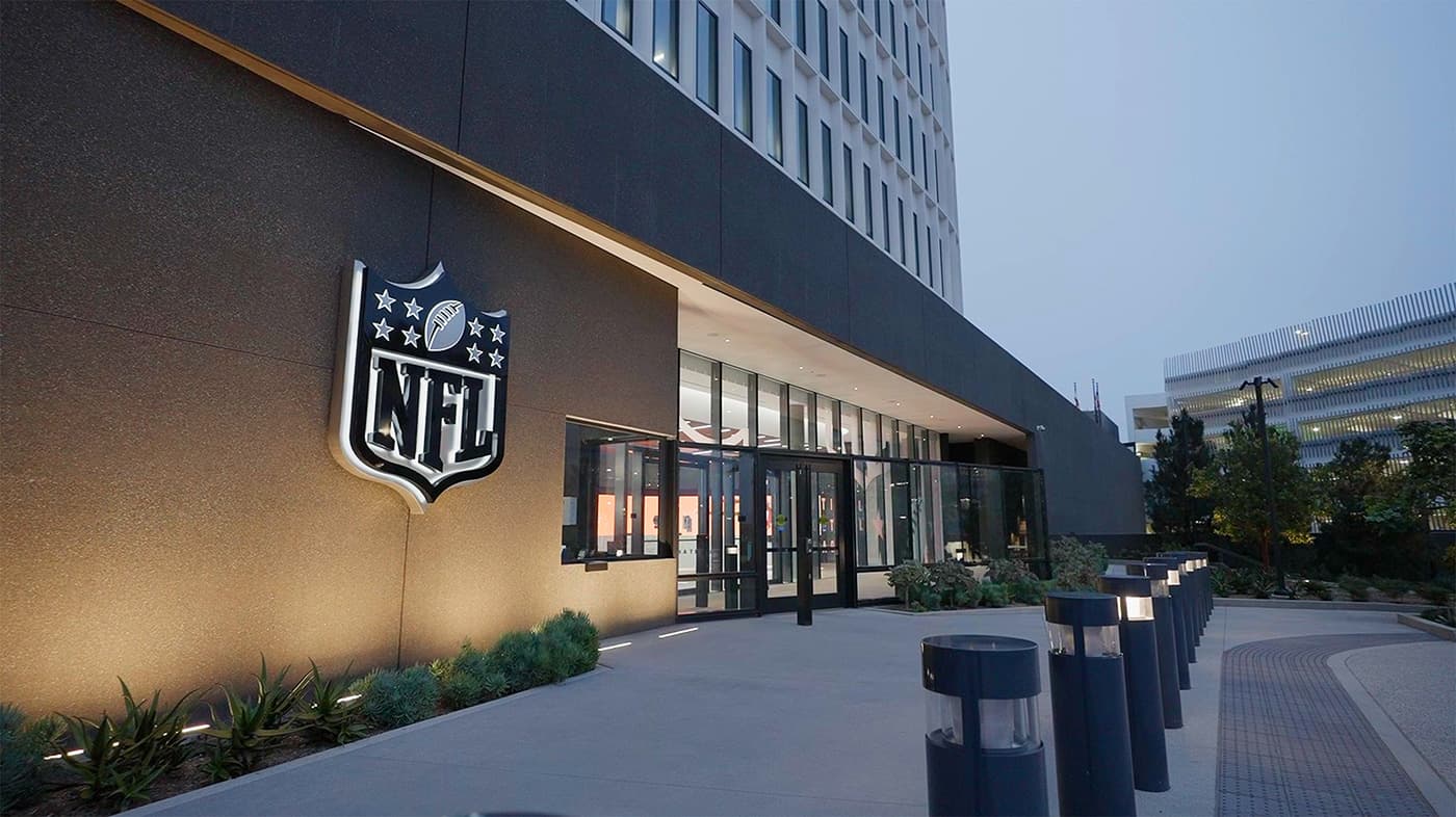 NFL media campus exterior at Hollywood Park