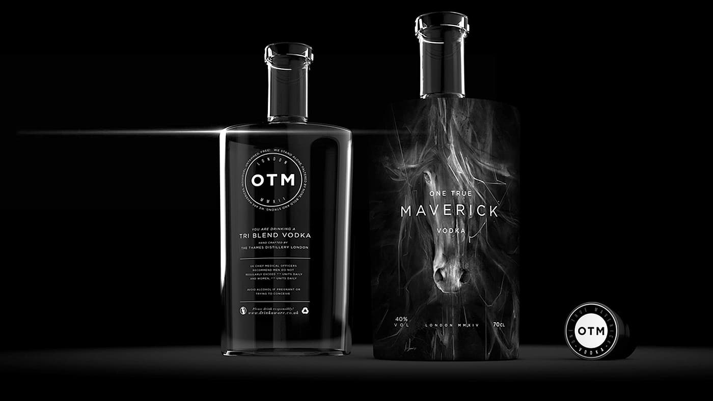 One True Maverick Vodka bottle presentation