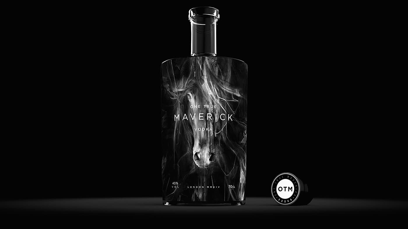 One True Maverick Vodka bottle label artwork